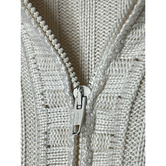Iceberg Ivory Long Sleeve Zipper Up Silk Blend Sweater Top Made In Italy Size XS - Picture 3 of 11
